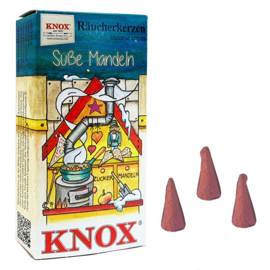 24 Medium Incense Cones in Sweet Almond Scent ~ Christmas Baking Scents by Knox ~ Germany